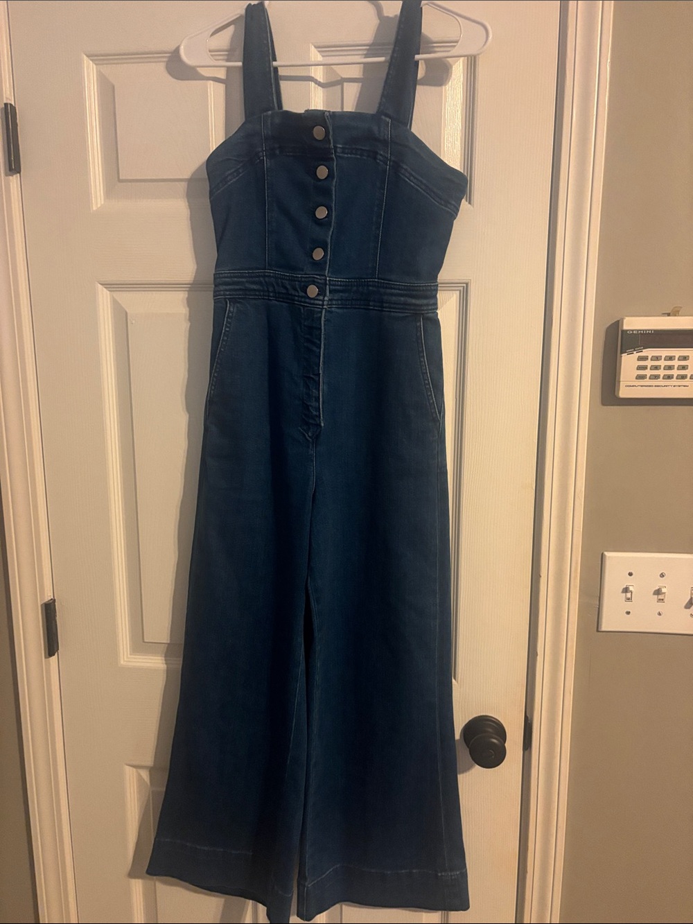 NWT Anthropologie Maeve The Colette Denim Wide Leg Jumpsuit Size 2 Button Front
